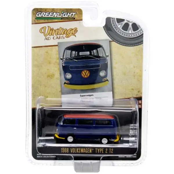 Greenlight Collectibles Vintage Ad Cars 1968 Volkswagen Type 2 T2 Diecast Car