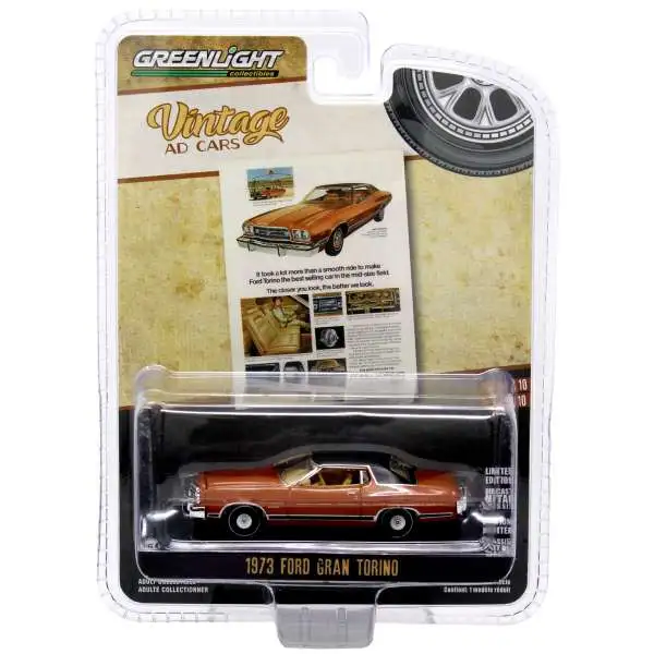 Greenlight Collectibles Vintage Ad Cars 1973 Ford Gran Torino Diecast Car