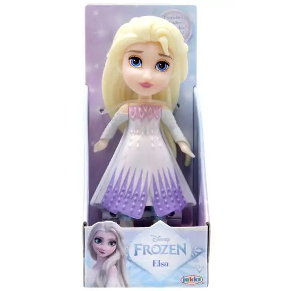 Disney Frozen Posable Elsa 3-Inch Mini Figure [White & Purple Dress, Metallic]