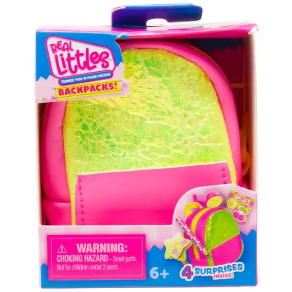 Real Littles Neon Backpack Series 1 Yellow & Pink Pack
