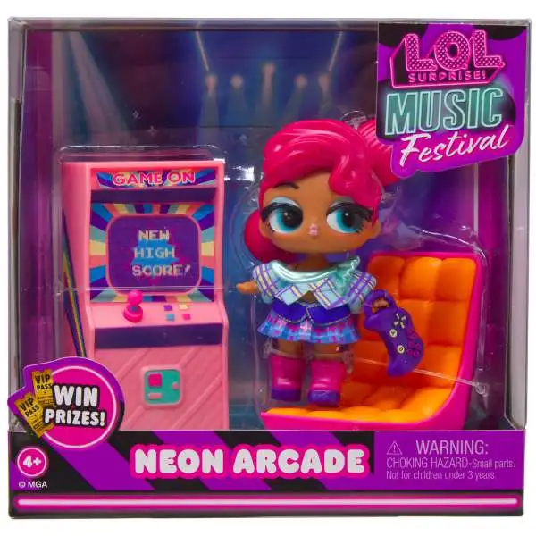 LOL Surprise Music Festival Neon Arcade Mini Playset Hi-Score Q.T.