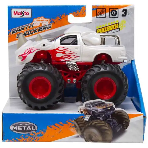 Earth Shockers White Rhino Diecast Pull-Back Car