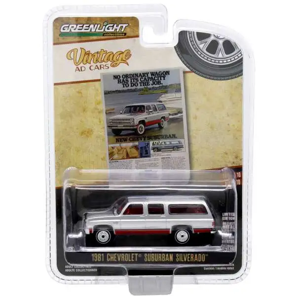 Greenlight Collectibles Vintage Ad Cars 1981 Chevrolet Suburban Silverado Diecast Car