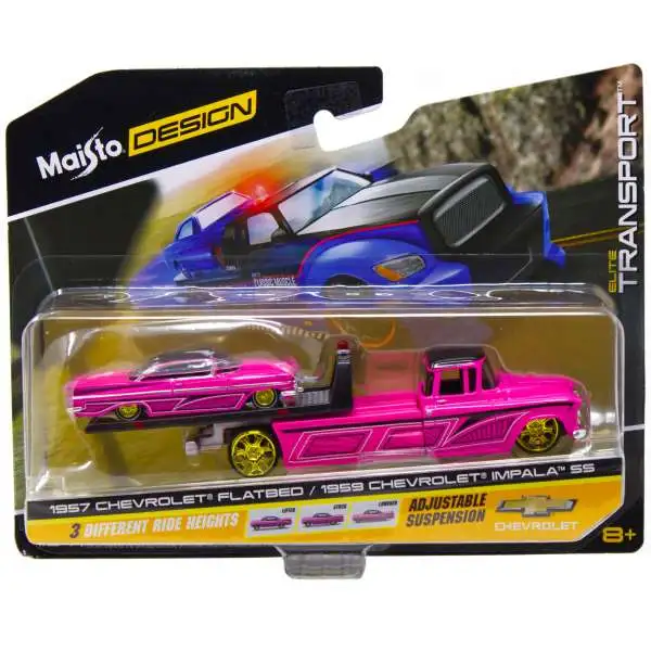 Maisto Design Elite Transport 1957 Chevrolet Flatbed / 1959 Chevrolet Impala SS Diecast Car