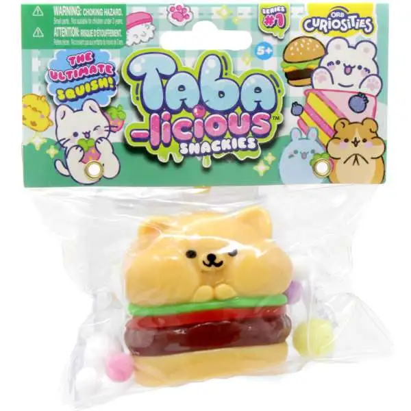 Taba-Licious Snackies Burger Cat 3-Inch Squeeze Toy