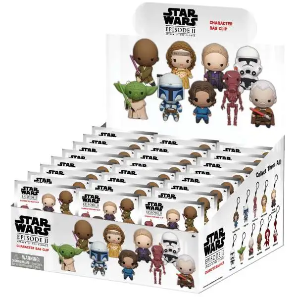 Star Wars 3D Figural Foam Bag Clip Episode II Attack of the Clones Mystery Box [24 Packs]