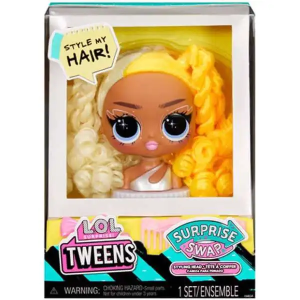 LOL Surprise Tweens Surprise SWAP Two-Tone Yellow Hair Styling Head