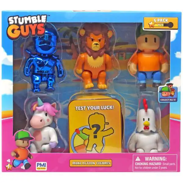 Stumble Guys Mini Action Figures Dynamitron, Leonidas, Mr. Stumble, Sprinkles, Chicken & Mystery 6-Pack