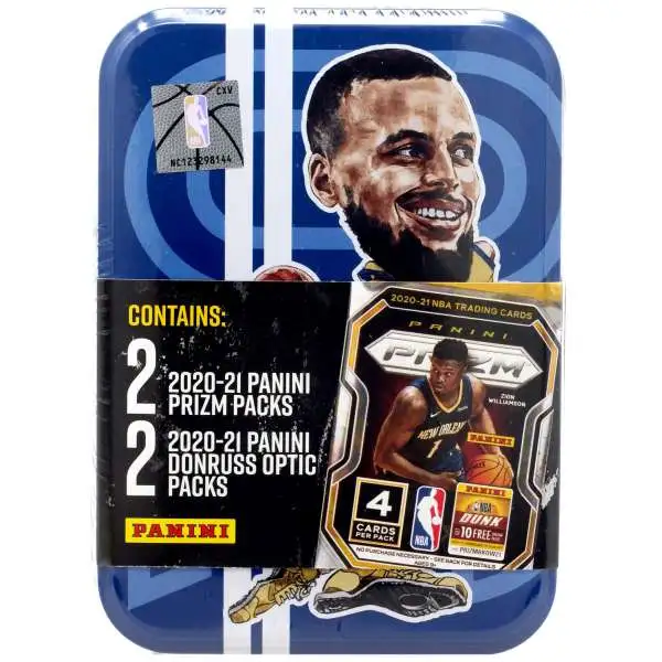NBA Golden State Warriors Panini Stephen Curry Trading Card COLLECTOR Tin [2 Prizm Packs & 2 Donruss Optic Packs]