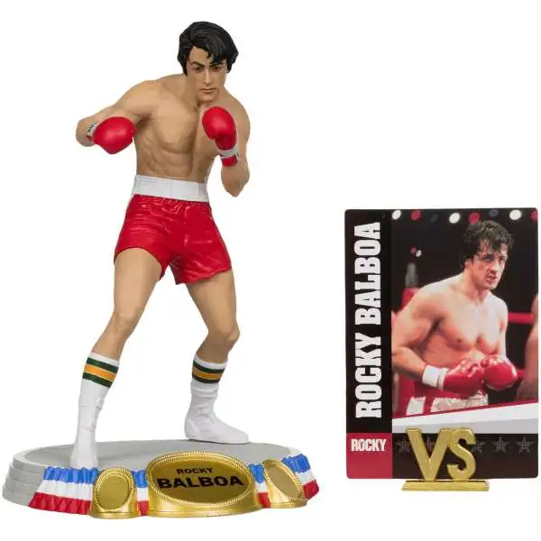 McFarlane Toys Movie Maniacs Rocky Balboa 6-Inch Only 6,400 Made! Posed Figure [1976, Red Trunks, Platinum Edition]