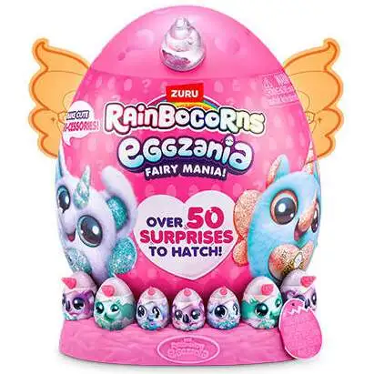 Rainbocorns Eggzania FAIRY Mania! RHINO Mystery Egg Plush [Orange, Over 50 Surprises to Hatch!]