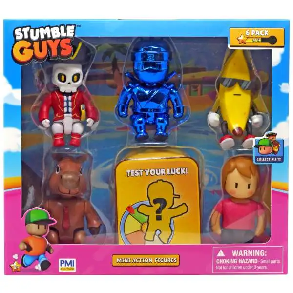 Stumble Guys Mini Action Figures Capt Noheart, Dynamitron, Banana Guy, Capybara, Ms. Stumble & Mystery 6-Pack