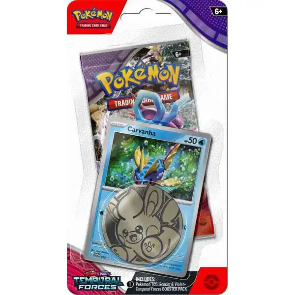 Pokemon Scarlet & Violet Temporal Forces Carvanha Checklane BLISTER Pack [Booster Pack, Promo Card & Coin]