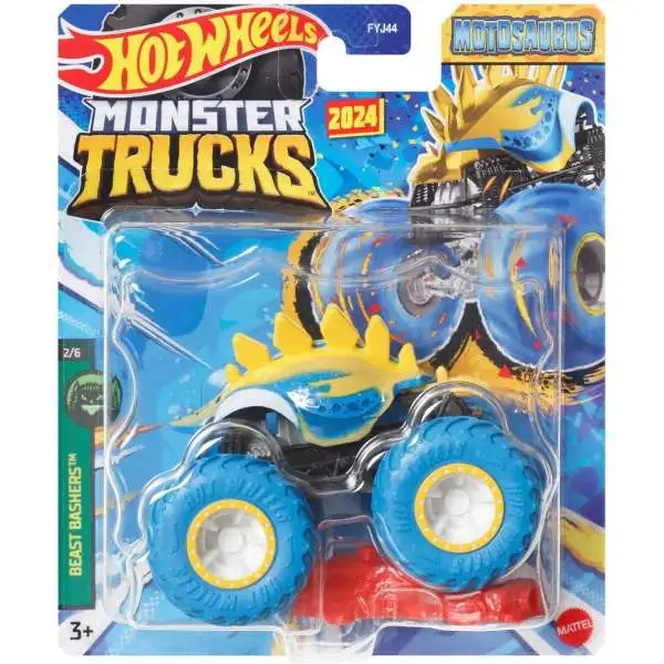 Hot Wheels Monster Trucks Beast Bashers Motosaurus Diecast Car [Yellow & Blue]