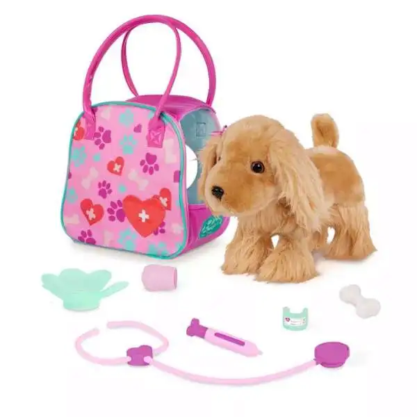 Pucci Pups Cocker Spaniel & Vet Care Carrier Play Set