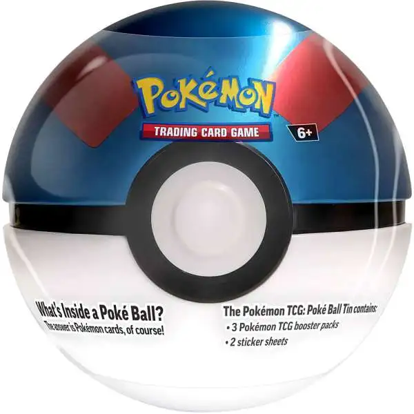 Pokemon 2024 Great Ball Pokeball Tin Set [3 Booster Packs & 2 Sticker Sheets]