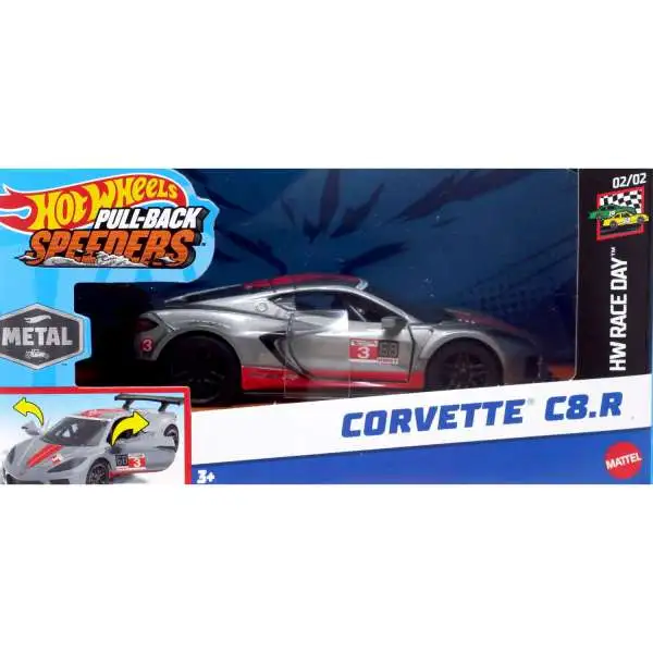Hot Wheels Pull-Back Speeders Muscle Mania Corvette C8.R Diecast Pull-Back Car