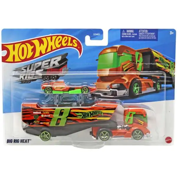Hot Wheels Super Rigs Big Rig Heat Diecast Car Orange Mattel - ToyWiz
