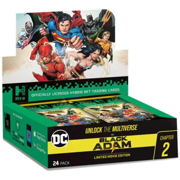 Hro DC Unlock the Multiverse Chapter 2 Black Adam Hybrid NFT Trading Card Booster Box [24 Packs]
