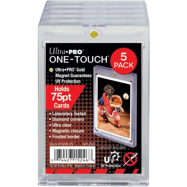 Ultra Pro Card Supplies UV Protection One-Touch Card Holder 5-Pack [Holds 75pt Cards]