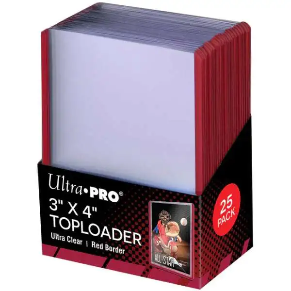 Ultra Pro Card Supplies 3" x 4" Colored Border Toploader [25 Count, Red]