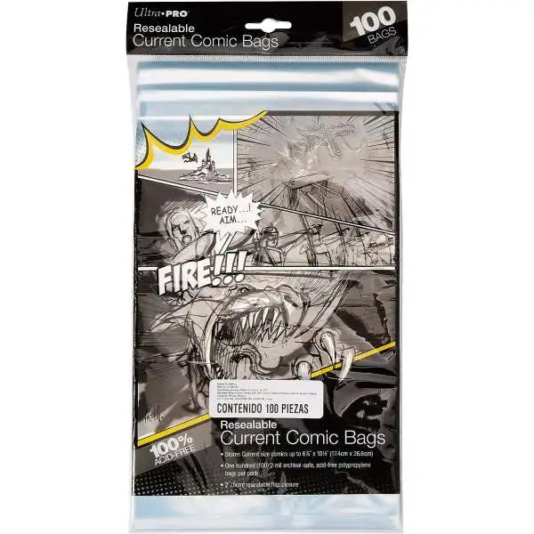 Ultra Pro Comic Supplies Resealable Current Size 6-7/8" X 10-1/2" Comic Bags [100 Pack]