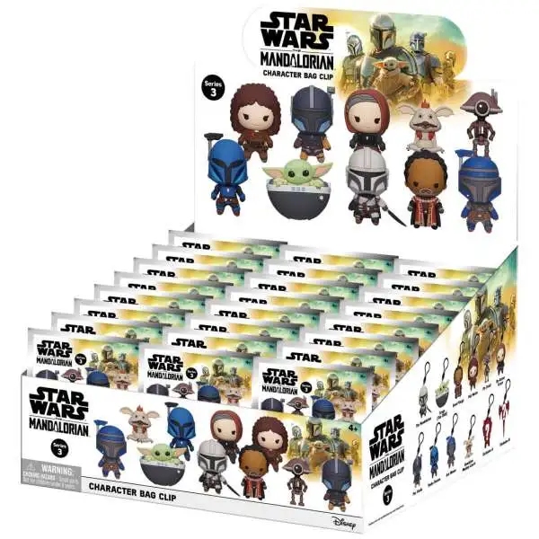 Star Wars 3D Figural Foam Bag Clip The Mandalorian Series 3 Mystery Box [24 Packs]