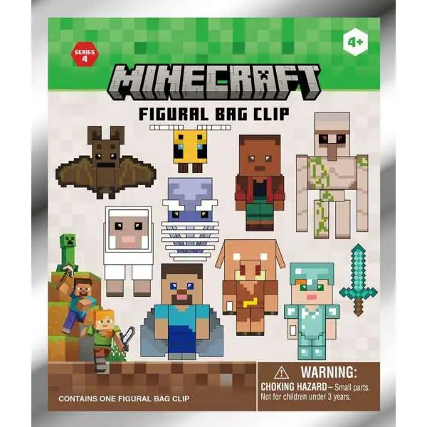 3D Figural Bag Clip Minecraft Series 4 Mystery Pack [1 RANDOM Figure]