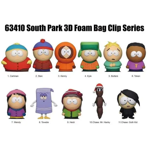 South Park Stan, Kyle, Cartman Kenny 3 Plush Pin 4-Pack
