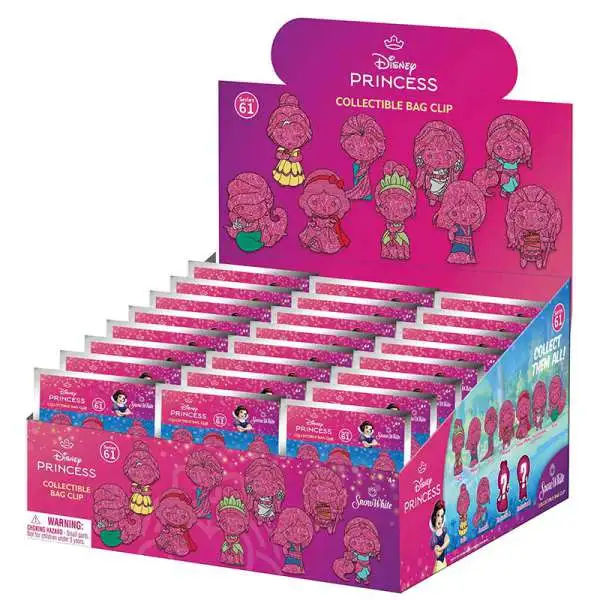 Disney 3D Figural Foam Bag Clip Princess Create Your World Series 1 2-Inch Mystery Box [24 Packs]