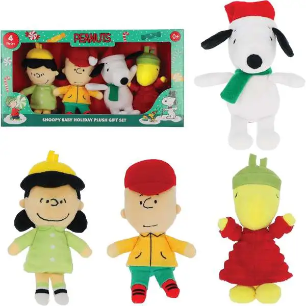 Peanuts 75th Anniversary Charlie Brown, Snoopy, Woodstock & Lucy 6-Inch Plush Pals 4-Pack Set