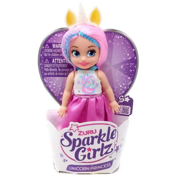 Sparkle Girlz Unicorn Princess Cupcake Pink Hair & Dress Mini Doll