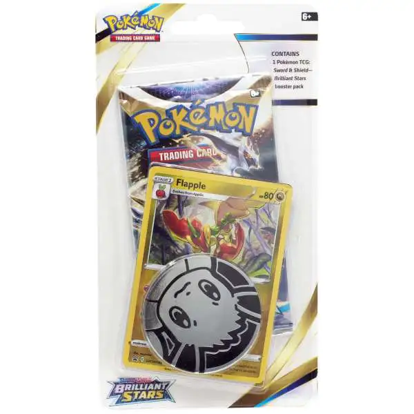 Pokemon Trading Card Game Sword & Shield Brilliant Stars Flapple Checklane BLISTER Pack [Booster Pack, Promo Card & Coin]