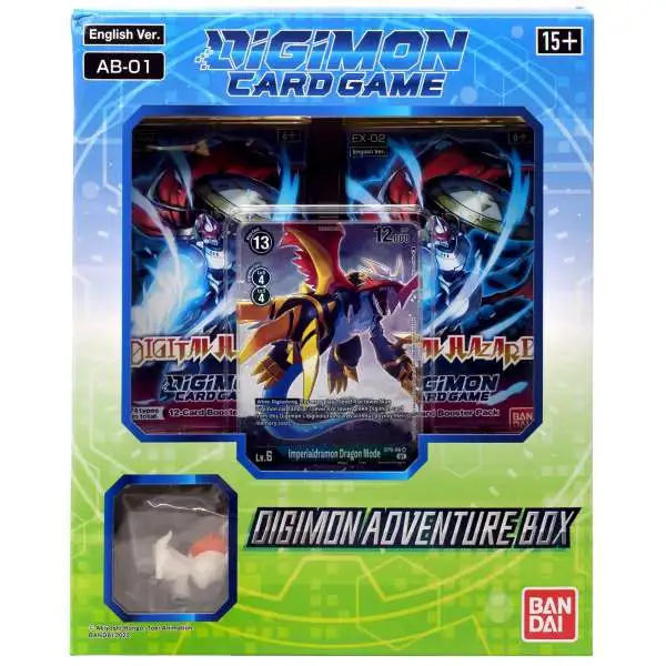 Trading Card Game Digimon Adventure Box AB-01 [4 Booster Packs, Imperialdramon Dragon Mode Promo Card & 1 RANDOM Figure!]