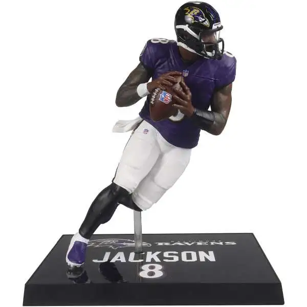 McFarlane Toys NFL Baltimore Ravens Sports Football Lamar Jackson Action Figure [Purple Jersey, Platinum Edition Chase Version]
