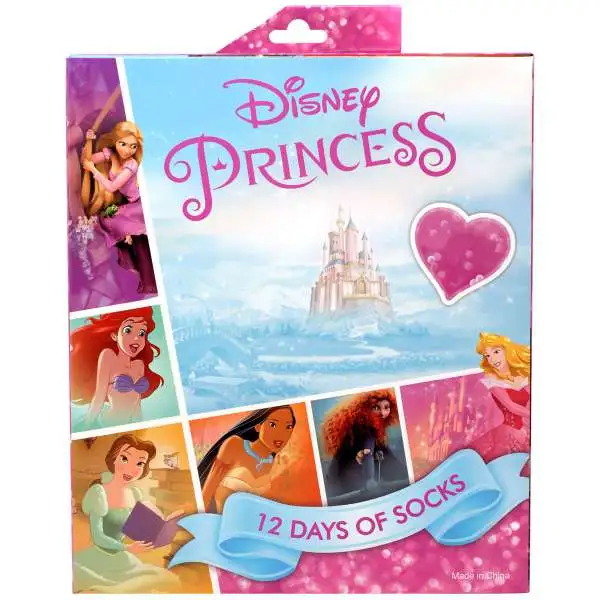 12 Days of Socks Kids Disney Princess 12-Pack [Shoe Size 9 - 2.5]