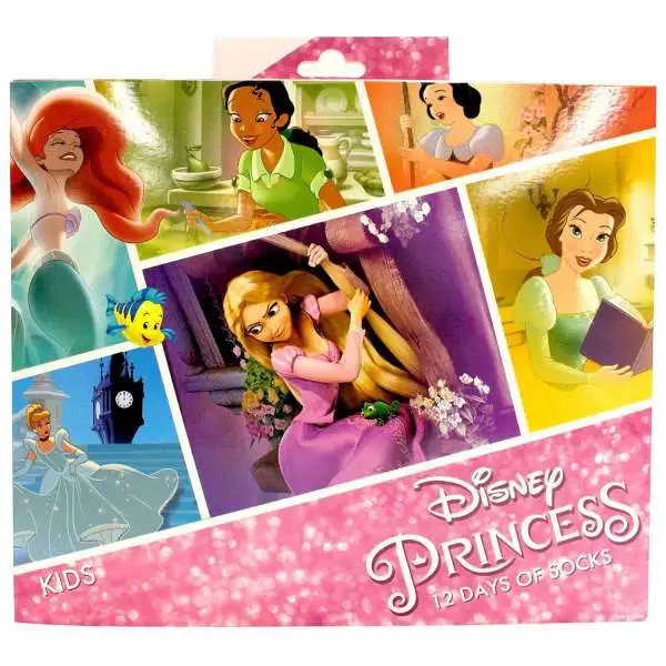 12 Days of Socks Kids Disney Princess 12-Pack [Shoe Size 3-10]