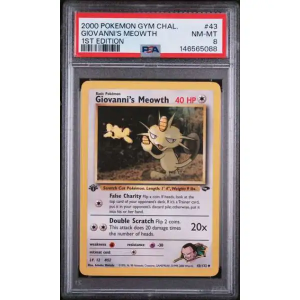 Nintendo Pokemon Gym Challenge Uncommon Giovanni's Meowth #43 [1st Edition] [PSA 8]