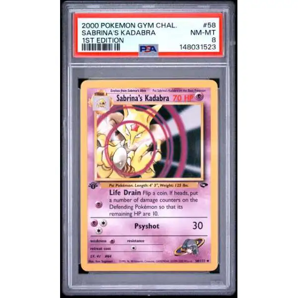 Trading Card Game Pokemon Gym Challenge Sabrina's Kadabra #58 [1st Edition] [PSA 8]