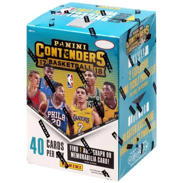 NBA Panini 2017-18 Contenders Basketball Trading Card BLASTER Box [5 Packs, 1 Autograph OR Memorabilia Card]