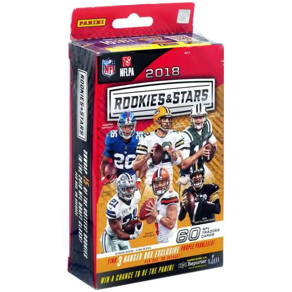 NFL Panini 2018 Rookies & Stars Football Trading Card HANGER Box [60 Cards, 3 Purple Parallels]