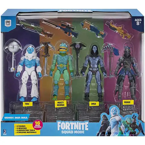 Fortnite Squad Mode Ravage, Omen, Moisty Merman & Trog Action Figure 4-Pack
