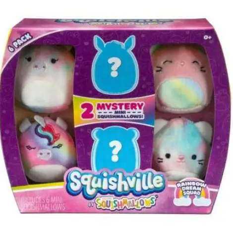Squishmallows Squishville! Rainbow Dream Squad 2-Inch Mini Plush 6-Pack Set
