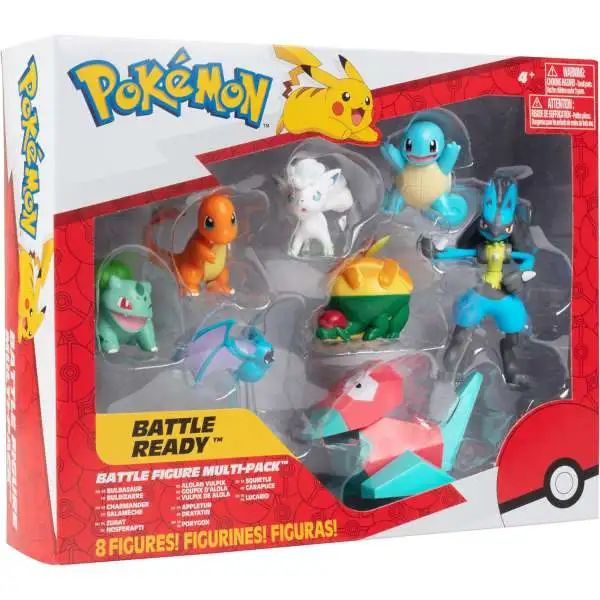 Pokemon Battle Ready Bulbasaur, Charmander, Zubat, Alolan Vulpix, Appletun, Porygon, Squirtle & Lucario 3-Inch Multi Figure 8-Pack