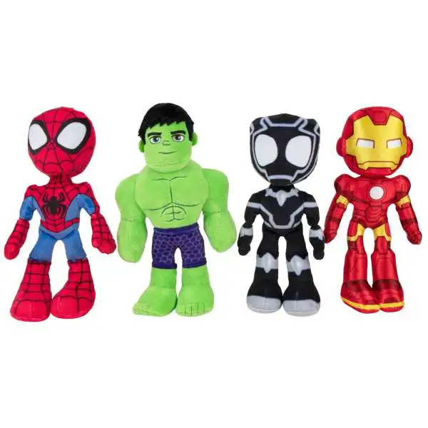 Marvel Spidey & His Amazing Friends Hero Friends Pack 8-Inch Plush 4-Pack [Spidey, Hulk, Black Panther & Iron Man]