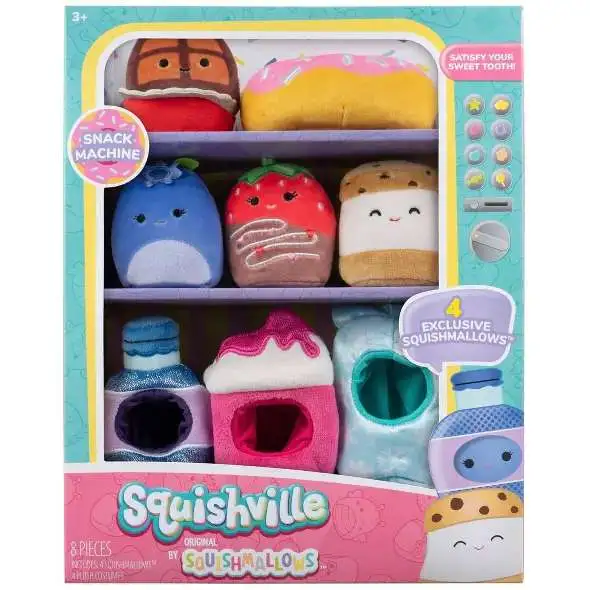 Squishmallows Squishville! Snack Machine 2-Inch Mini Plush Set
