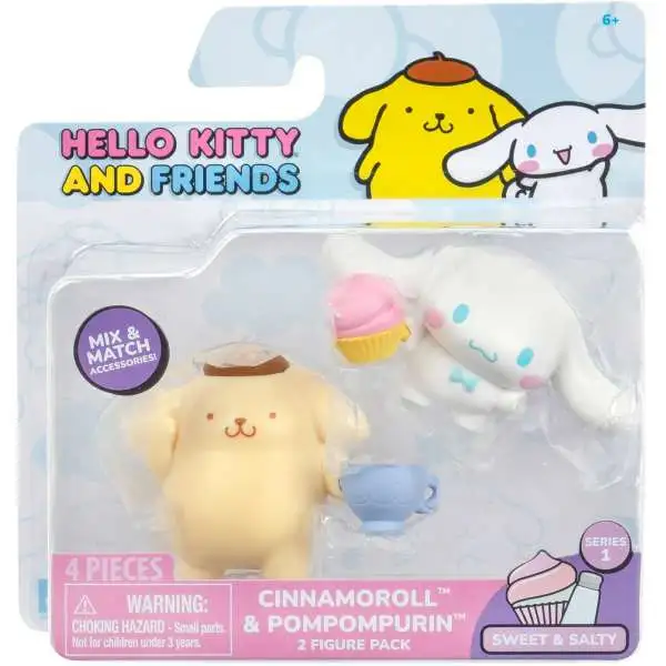 Sanrio Hello Kitty & Friends Series 1 Sweet & Salty Cinnamoroll & Pompompurin 2-Inch Mini Figure 2-Pack