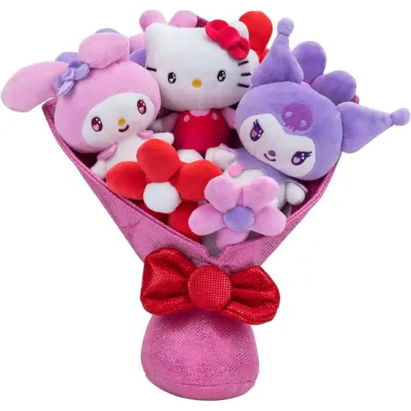 Sanrio Hello Kitty & Friends 2024 Valentine's Day Hello Kitty, My Melody & Kuromi Plush Bouquet 3-Pack