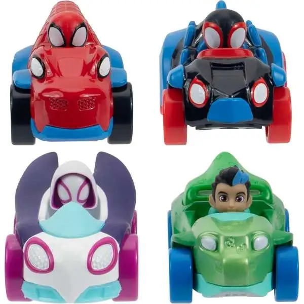 Marvel Spidey & His Amazing Friends Dino-Webs Amazing Metals Diecast Vehicle 4-Pack [Spidey, Ghost-Spider, Spin & Reptil]