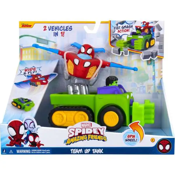 Marvel Spidey & His Amazing Friends Team Up Tank 4-Inch Vehicle Pack [Spidey & Hulk]